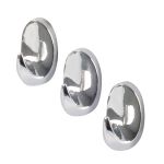 Γάντζος Οβάλ Αυτοκόλλητο Ασημί Πλαστικό 25x15mm 3Τμχ