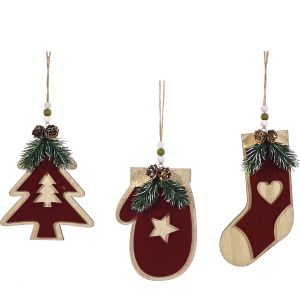 Χριστουγεννιάτικα Κρεμαστά Διακοσμητικά Ξύλινα 18cm Σε 3 Σχέδια