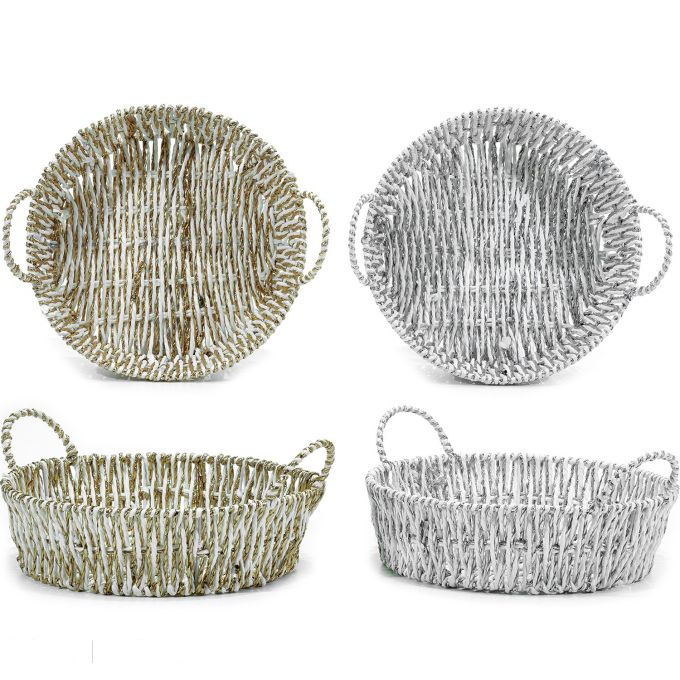 Χριστουγεννιάτικο Στρογγυλό Καλάθι Λευκό 30cm Σε 2 Σχέδια