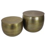 Τραπεζάκι-Κασπώ ArteLibre Χρυσό Μέταλλο 50x50x44cm Σετ 2Τμχ