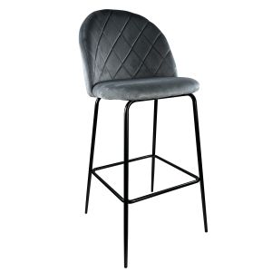 Σκαμπό Bar ArteLibre UNDERHILL Γκρι/Μαύρο Βελούδο/Μέταλλο 45x53x107cm