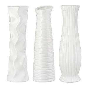 Βάζο Κεραμικό Λευκό Ποικιλία 3 φορές D13X46Cm D13X46Cm