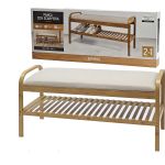 Πάγκος-Παπουτσοθήκη Μπαμπού Φυσικό/Μπεζ Μπαμπού/Ύφασμα 90x34x45cm