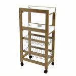 Μανάβης Τρόλεϊ Με 4 Καλάθια Φυσικό Μπαμπού/Μέταλλο/Πλαστικό 40x22x83cm