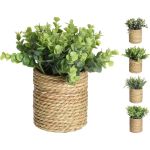 Φυτό Τεχνητό ArteLibre 23cm Σε Ψάθινο Καλάθι  11x11.5cm Σε 4 Ποικιλίες