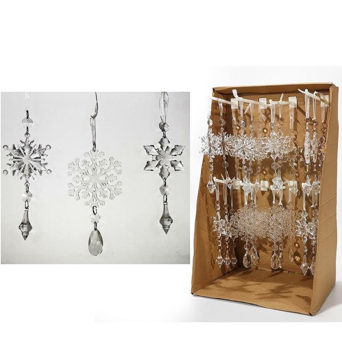 Διακοσμητικό Κρεμαστό Διάφανο Με Νιφάδα 13cm Σε 4 Σχέδια