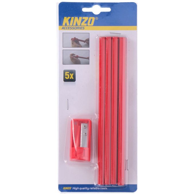 Σετ Μολύβια Μαραγκού Με Ξύστρα 5Τμχ KINZO