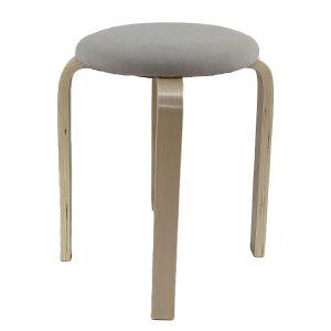 Σκαμπό ArteLibre MILOA Mπεζ/Φυσικό Ύφασμα/Ξύλο 42x42x45cm