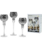 Χριστουγεννιάτικο Σετ Κηροπήγια Ασημί 30/35/40cm