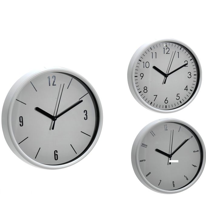Ρολόι Τοίχου Λευκό Πλαστικό Φ20CM Σε 3 Σχέδια
