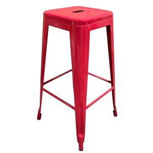 Σκαμπό Bar ArteLibre Βιομηχανικού Τύπου Vintage SILANO Κόκκινο Μέταλλο 42x42x76cm