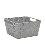 Κουτί Αποθήκευσης Τετράγωνο Με Λαβές Γκρι PP 25x25x14cm