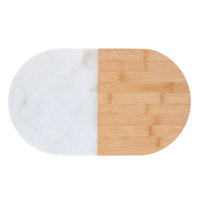 Οβάλ Δίσκος Σερβιρίσματος Μάρμαρο/Μπαμπού 37x22cm ALPINA