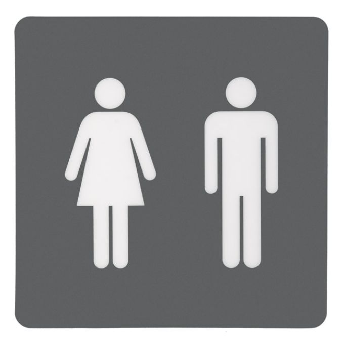 Σήμα Πόρτας WC Αυτοκόλλητο Γκρι 100x100mm