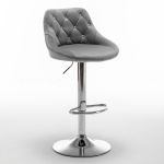 Σκαμπό Bar ArteLibre JORDO Με Πλάτη Πτυσσόμενο Γκρι Βελούδο/Μέταλλο 46x46x83-105cm