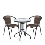 Σετ Τραπεζαρία Κήπου ArteLibre EARTH Μέταλλο Καφέ/Μαύρο Με 2 Πολυθρόνες