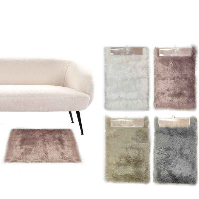 Χαλί συνθετικό γούνα  λευκό/ροζ/μπεζ/γκρι 100% πολυεστέρας 50x80cm Σε 4 Χρώματα