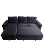 Καναπές Κρεβάτι Γωνιακός ArteLibre MATINEE Αναστρέψιμος Μαύρο Ύφασμα 220x155x81cm