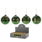 Χριστουγεννιάτικη Μπάλα Πράσινο/Χρυσό 80mm Σε 4 Σχέδια