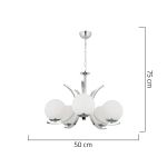 Φωτιστικό Κρεμαστό ArteLibre LACERTA Πεντάφωτο Ασημί/Λευκό Μέταλλο/Γυαλί 50x75cm