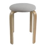 Σκαμπό ArteLibre MILOA Mπεζ/Φυσικό Ύφασμα/Ξύλο 42x42x45cm