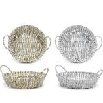 Χριστουγεννιάτικο Στρογγυλό Καλάθι Λευκό 26cm Σε 2 Σχέδια