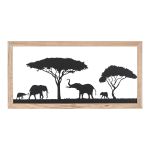 Ανάγλυφο τοίχου Ορθογώνιο Μοτίβο Ελέφαντα Μεταλλικό Μαύρο 30X1X60Cm 30X1X60Cm