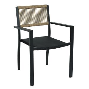 Πολυθρόνα Κήπου ArteLibre HORUS Μαύρο/Καφέ Αλουμίνιο/Rattan 56x58x83cm