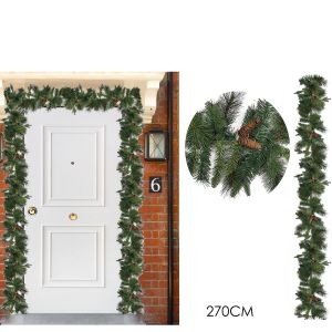 Χριστουγεννιάτικη Γιρλάντα PE Με Κουκουνάρια Με 170 Κλαδιά 270cm