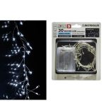 30 MicroLED Εσωτ. Χώρου Ψυχρό Λευκό Φως Διάφανο Καλώδιο Μη Επεκτεινόμενο IP44 Μπαταρίας 4.5V 2m