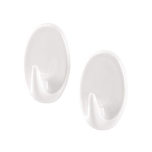 Πλαστικός Γάντζος Οβάλ Αυτοκόλλητος Λευκό 48x30mm 2Τμχ 3566704