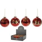 Χριστουγεννιάτικη Μπάλα Κόκκινο/Χρυσό 100mm Σε 4 Σχέδια