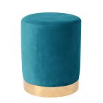 Σκαμπό ArteLibre MILTONIA Με Μεταλλική Βάση Πετρόλ Βελούδο 32x32x41cm