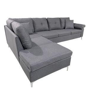 Καναπές Γωνιακός ArteLibre GLINDA Αριστερή Γωνία Γκρι Ύφασμα 282x197x90cm