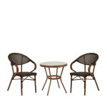 Σετ Τραπεζαρία Κήπου ArteLibre BURUNDI Μπαμπού Αλουμίνιο/Γυαλί Με 2 Πολυθρόνες 14990221