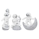 Figure Astronaut Poly White Silver Ποικιλία 3 φορές 11X5X12Cm 11X5X12Cm