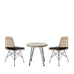 Σετ Τραπεζαρία Κήπου ArteLibre EUSEBIO Φυσικό/Μαύρο Μέταλλο/Rattan Με 2 Καρέκλες 14990330