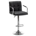 Σκαμπό Bar ArteLibre DOKK Με Πλάτη Πτυσσόμενο Μαύρο PU/Μέταλλο 52x56x94-115cm