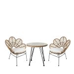 Σετ Τραπεζαρία Κήπου ArteLibre EUSEBIO Φυσικό/Μαύρο Μέταλλο/Rattan Με 2 Καρέκλες 14990358