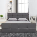 Κρεβάτι ArteLibre ANEMONE Γκρι PU 216x160.5x93cm (Στρώμα 150x200cm)