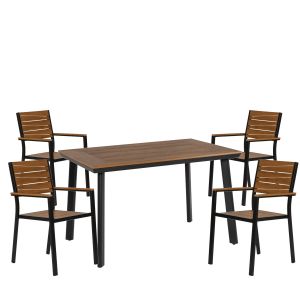 Σετ Τραπεζαρία Κήπου ArteLibre EPUPA Γκρι/Καρυδί Αλουμίνιο/Ξύλο Με 4 Πολυθρόνες 14990191