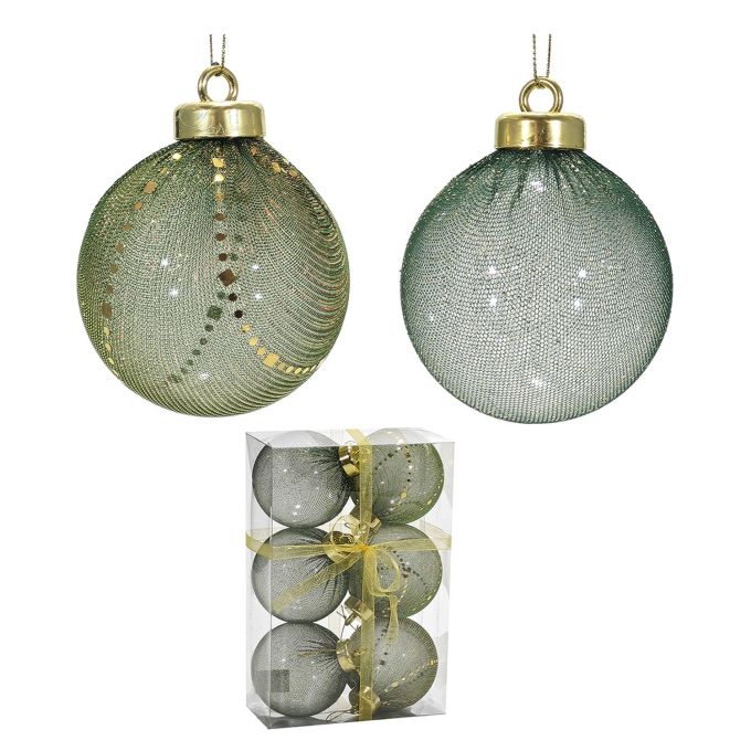Χριστουγεννιάτικη Μπάλα Πράσινο 80mm Σετ 6Τμχ