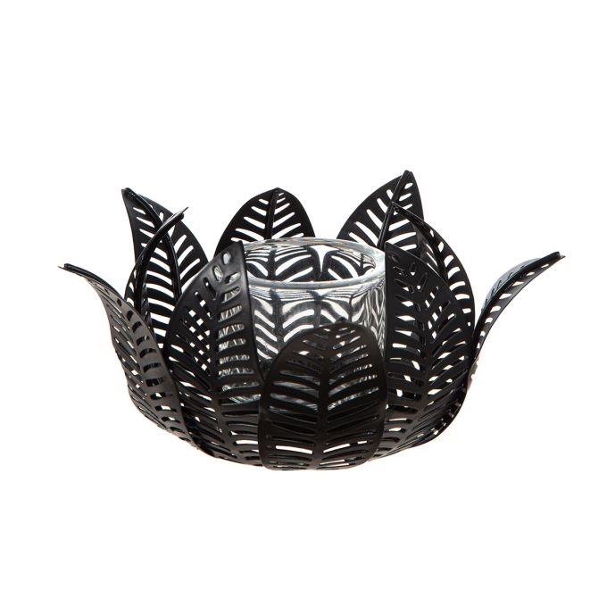 Κηροπήγιο ρεσώ Φύλλο Μοτίφ Μεταλλικό Μαύρο 18X18X9Cm 18X18X9Cm