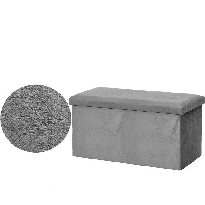 Πουφ Αποθήκευσης Γκρι Δαμασκηνό 76x38x38cm