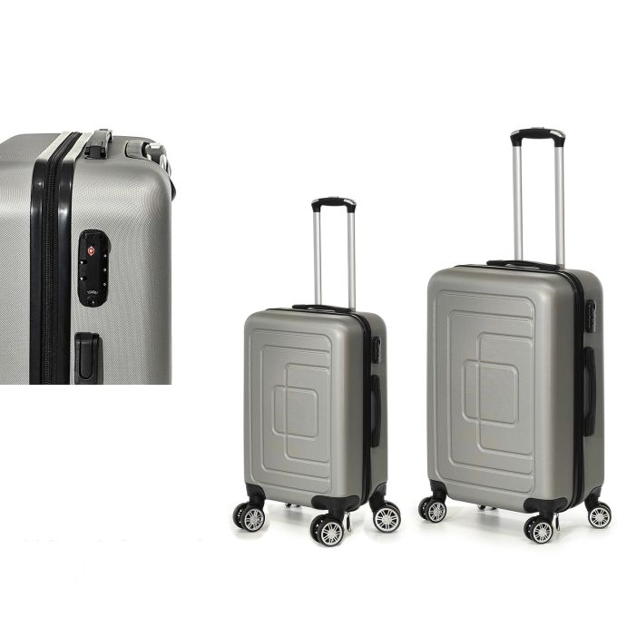 Σετ 2 Βαλίτσες Ημι-Σκληρές Γκρι 38x24x55cm/43x26x65cm 2Τμχ