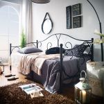 Κρεβάτι ArteLibre MICHAEL Μεταλλικό Sandy Black 209x97x106cm (200x90cm)