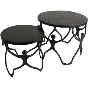 Τραπεζάκι ArteLibre Άνθρωποι Μαύρο Αλουμίνιο 58x58x49cm Σετ 2Τμχ
