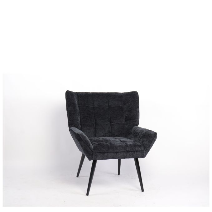 Πολυθρόνα ArteLibre TIVA Μαύρο Ύφασμα Σενίλ/Μέταλλο 84x78x77cm