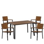 Σετ Τραπεζαρία Κήπου ArteLibre EPUPA Μαύρο/Καρυδί Αλουμίνιο/Ξύλο Με 4 Πολυθρόνες 14990197