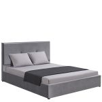 Κρεβάτι Υπέρδιπλο ArteLibre YUMA Γκρι Ύφασμα Για Στρώμα 160x200cm